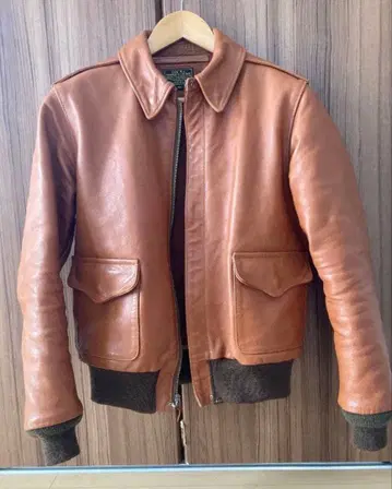 브라운 가죽 A-2 플라이트 자켓