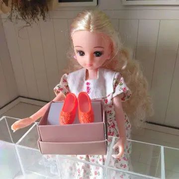 리카짱용 오렌지 플랫슈즈와 신발 박스 세트