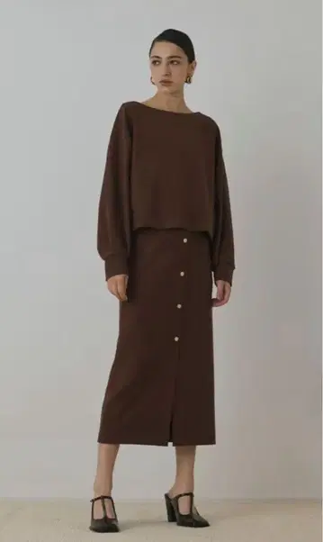 그레이스 콘티넨탈 dIagram 브라운 라메 타이트 스커트