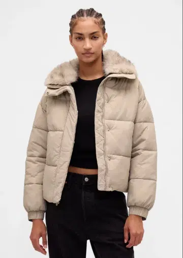 퍼 트리밍 퍼퍼 자켓