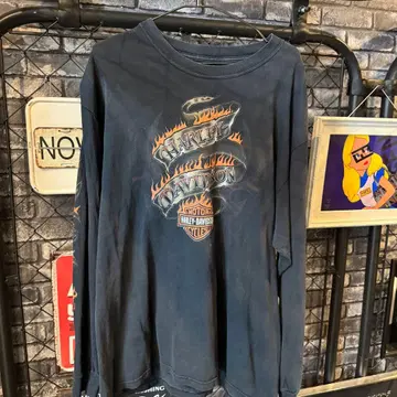 Harley-Davidson 롱T L USA제 불꽃 프린트 긴팔