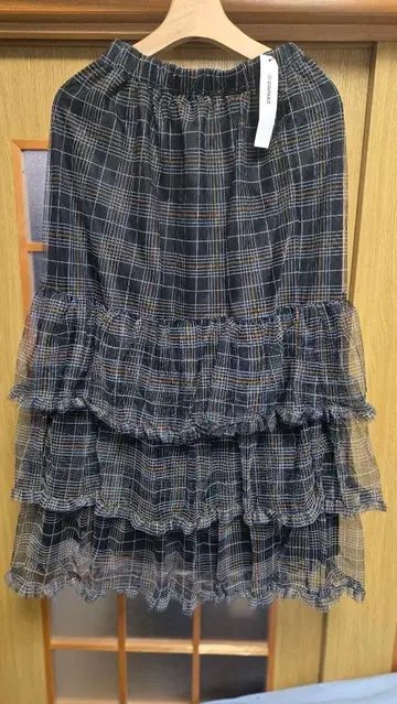 차오패닉 체크 튤 프릴 스커트