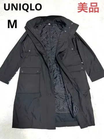 새상품급 유니클로 코트 2way 퀼팅 트렌치 롱 블랙 M