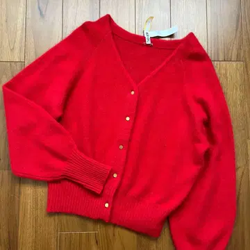 유나이티드 애로우즈 에메르 리파인 빨간색 가디건 크리스마스 설날