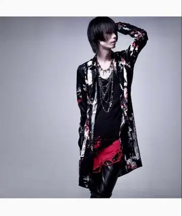 꽃무늬 롱 셔츠 블랙 레드 화이트