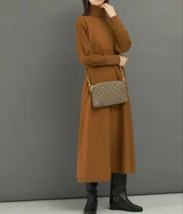 URBAN RESEARCH ROSSO 터틀넥 디자인 슬리브 원피스