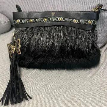 ANNA SUI 블랙 퍼 2way 숄더백