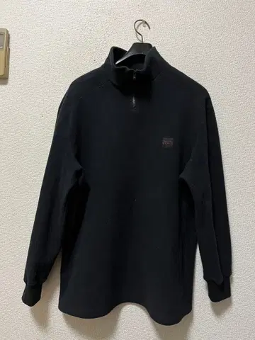 파파스 하프 지퍼 플리스 풀오버 /L 블랙 스트레치 y2k