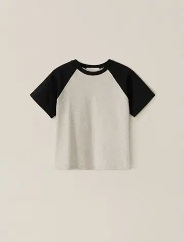 래글런 슬리브 T셔츠 화이트/블랙
