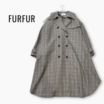 furfur 퍼퍼 오버 사이즈 트렌치코트 체크 무늬 프리