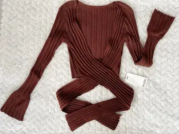 SNIDEL 리브 긴팔 브라운 스웨터 새상품 미사용