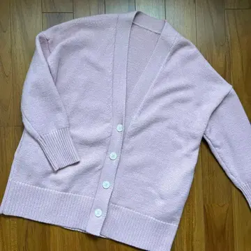 핑크 버튼 가디건 루즈핏 빅
