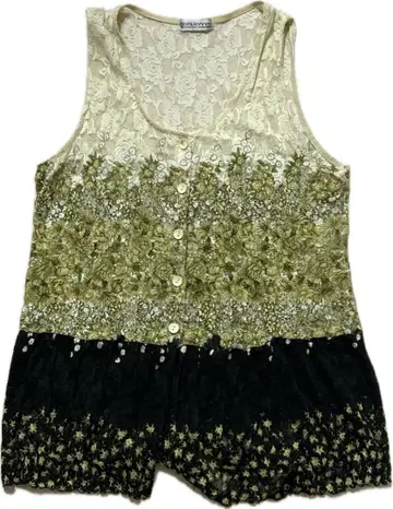 꽃무늬 레이스 슬리브리스 튜닉 페어리 그런지 레트로