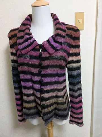 스트라이프 니트 스웨터 긴팔