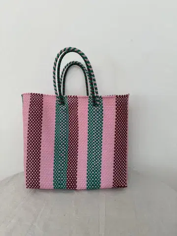 바스켓백 핑크 브라운 그린