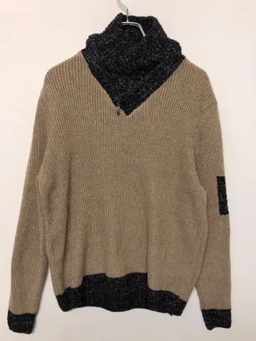 00년대 레트로 올드 구제 의류 옷깃 지퍼 하이넥 리브 니트 스웨터