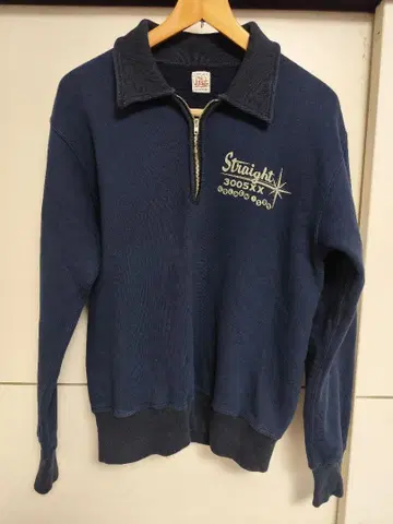 더 플랫 헤드 하프 지퍼 맨투맨 L 사이즈 네이비