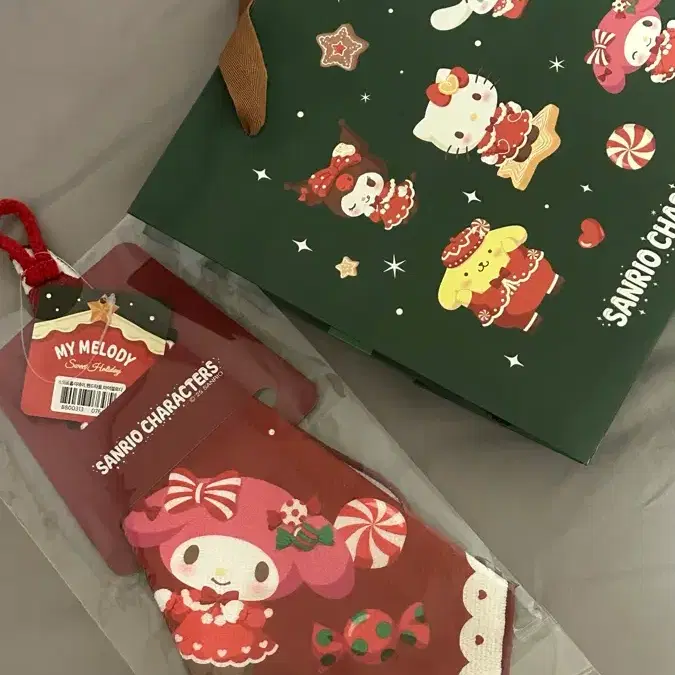 ご確認用　Yourelia　Xmasポメちゃん　ハンドメイド Sanrio Christmas pop up My Melody handkerchief, shopping bag on