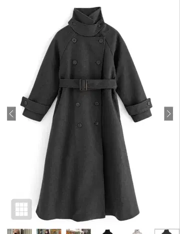 GRL 옷깃 3Way 벨트 포함 페이크 울 트렌치코트