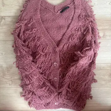 Heather 프린지 디자인 핑크 가디건