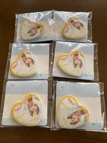 러브 라이브! 선샤인!! 하트형 캔뱃지 쿠니키다 하나마루 6개 세트