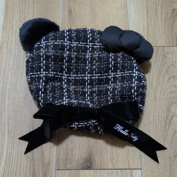 USJ 유니버셜 헬로키티 키티 트위드 베레모 블랙