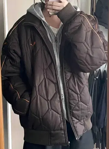 푸마 퀼팅 자켓 충전솜 다운 아우터 브라운 L