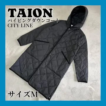 TAION 시티 라인 파이핑 후드 다운 코트 블랙 M