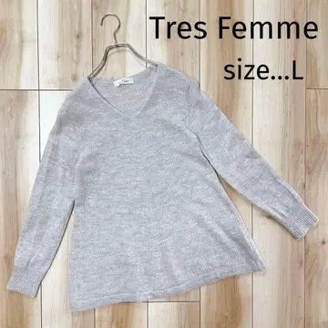 Tres Femme 긴팔 니트 알파카 100% 니트 V넥 루시안