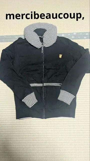 mercibeaucoup. 스트라이프 옷깃 집업 자켓