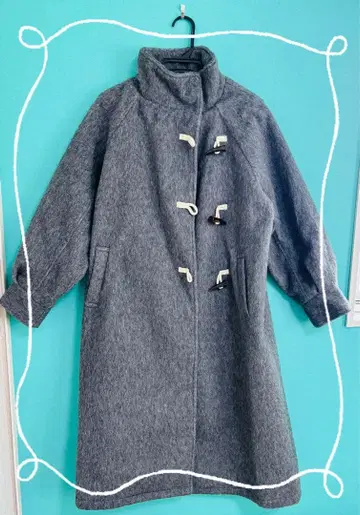 거의 새상품! 그레이 더플 코트 롱 기장