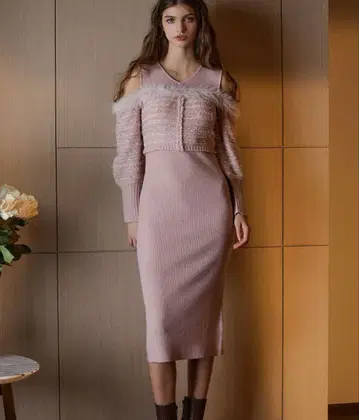 riu Tweed docking knit dress