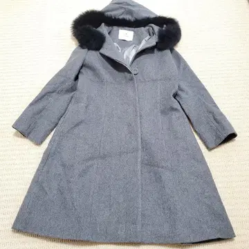 새상품급 에프데 그레이 퍼 후드 롱 코트 캐시미어