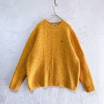 크로커다일 / 케이블 짜임 니트 스웨터 / LL / 로고 마크 오렌지