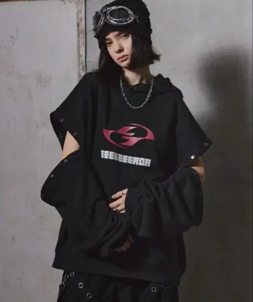 2way 암 버튼 빈티지 하이 기믹 로고 자수 후드티 [ ERAR ]