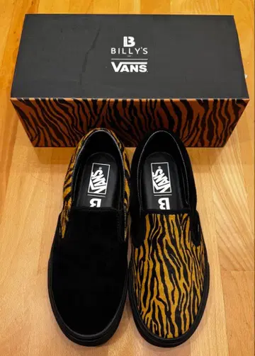VANS BILLYS 슬립온 블랙/호랑이 패턴