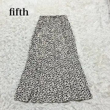 fifth 피프스 레오파드 무늬 플레어 스커트 A라인 허리밴딩 세탁 가능