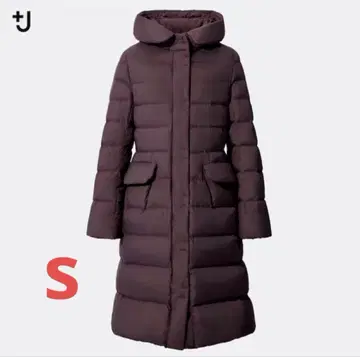 유니클로 +J 질 샌더 울트라 라이트 후데트 다운 코트 S 퍼플