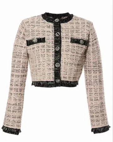 riu 플래드 트위드 니트 재킷