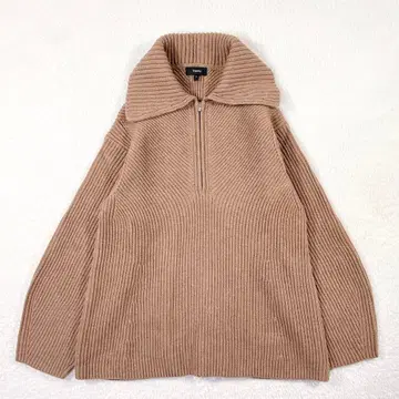 새상품급 띠어리 캐시미어 울 하찌 하프 지퍼 니트 카라 부착 카멜