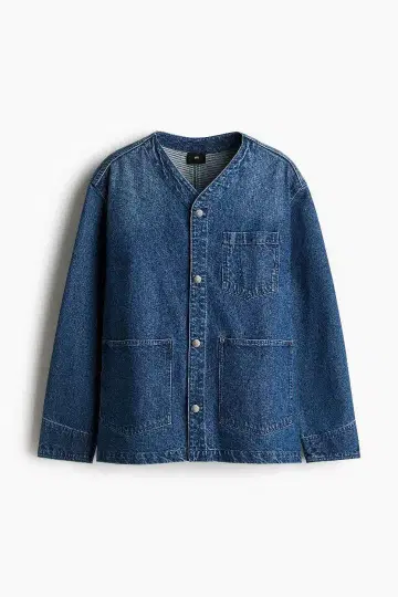 H&M 노카라 데님 자켓 버튼 V넥 M