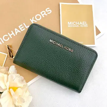 새상품 정품 MICHAEL KORS 접이식 지갑 그린 가죽 코인 케이스