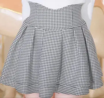 S 미셸 마카롱 하운드투스 체크 패턴 스커트 슬림 레그 스커트