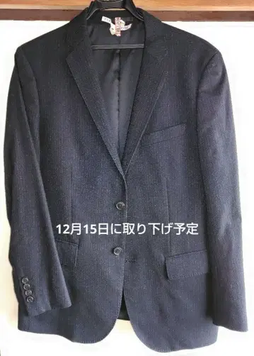 유니클로 다크 네이비 스트라이프 울 테일러드 자켓 M 사이즈