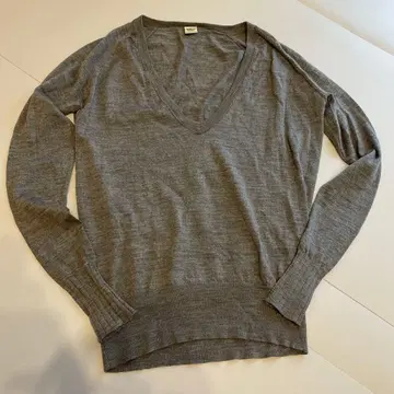 새상품급 론 헤르만 깊은 V넥 울 100% 니트 그레이