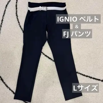 남성용 FJ 골프 팬츠 IGNIO 벨트 세트 네이비 화이트