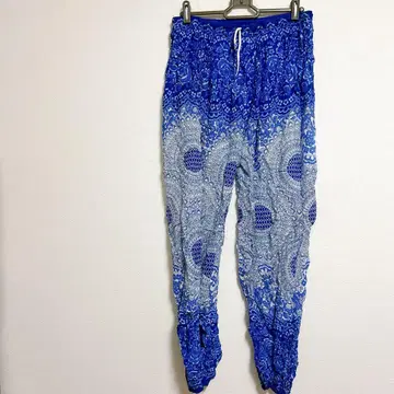 보헤미안풍 사루엘 팬츠 파랑 블루 스테테코