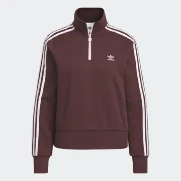 adidas 크롭 맨투맨 오로라 루비 버건디