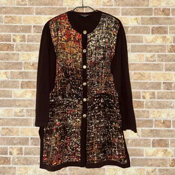 레오나르 울 실크 롱 가디건