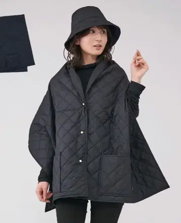 KEYUCA 발수 포켓 포함 퀼트 담요 판초 네이비 블루